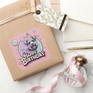 Sticker Carré Biewer Terrier Chien coloré