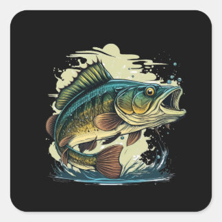 Sticker Carré big-bass-fish-vecteur-dessin-T-shirt-big-bass-fish