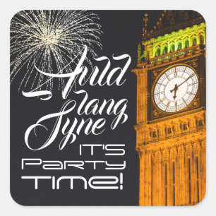 Sticker Carré Big Ben à Londres, fête de la Saint-Sylvestre