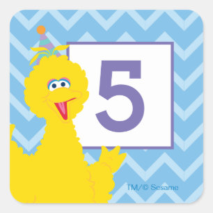 Sticker Carré Big Bird Party Chevron Motif