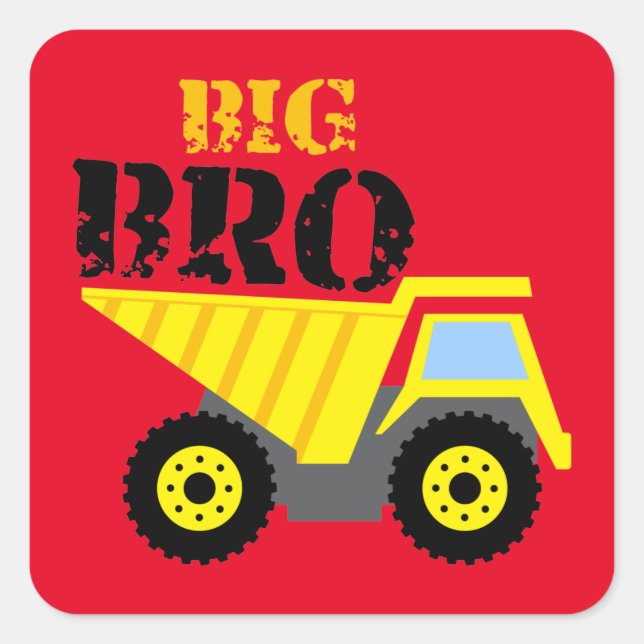 Sticker Carré Big Bro Construction Camion à vidange jaune (Devant)