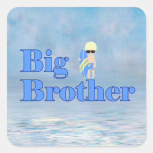 Sticker Carré Big Brother Surfer Boy Sibling Rectangulaire St