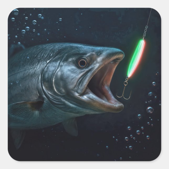 Sticker Carré Big Fish with Neon Lure (Devant)