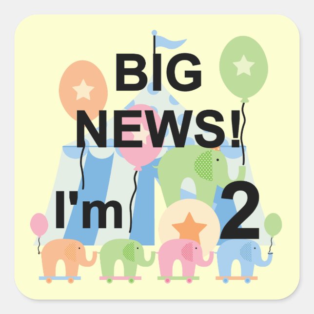 Sticker Carré Big News Circus 2nd Birthday T-shirts et cadeaux (Devant)