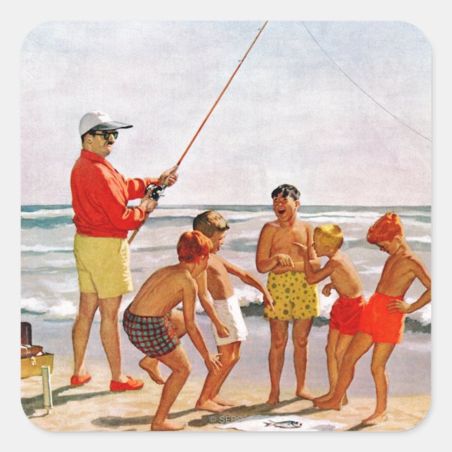 Sticker Carré Big Pole Little Fish par Richard Sargent (Devant)