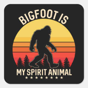 Sticker Carré Bigfoot mon esprit animal   Bigfoot Retro