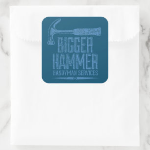 Sticker Carré Bigger Hammer Handyman Services Turquoise BG