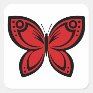 Sticker Carré Bijoux papillons - Rouge