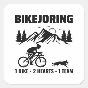 Sticker Carré Bikejoring ChienScooting Chien Sport Vélo Balade e