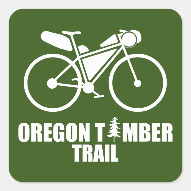 Sticker Carré Bikepacking du sentier du bois de l'Oregon (Devant)