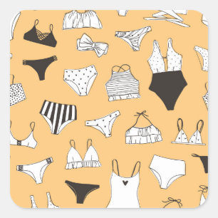 Sticker Carré Bikini tropical : Motif d'été à main