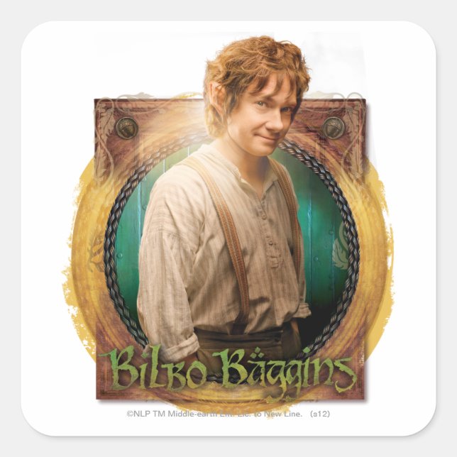Sticker Carré BILBO BAGGINS™ Caractère avec nom (Devant)