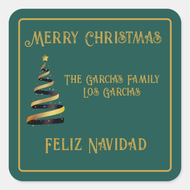 Sticker Carré Bilingue Feliz Navidad (Devant)