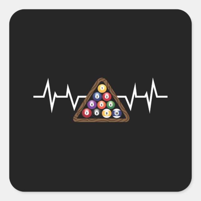 Sticker Carré Billiard Ball Rack Hearbeat (Devant)