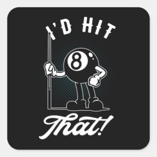Sticker Carré Billiard Cue Sports Funny 8 Ball Cartoon Pool