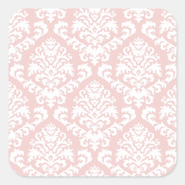 Sticker Carré BILTMORE DAMASK en ROSE BLANCHE ET BLANCHE (Devant)