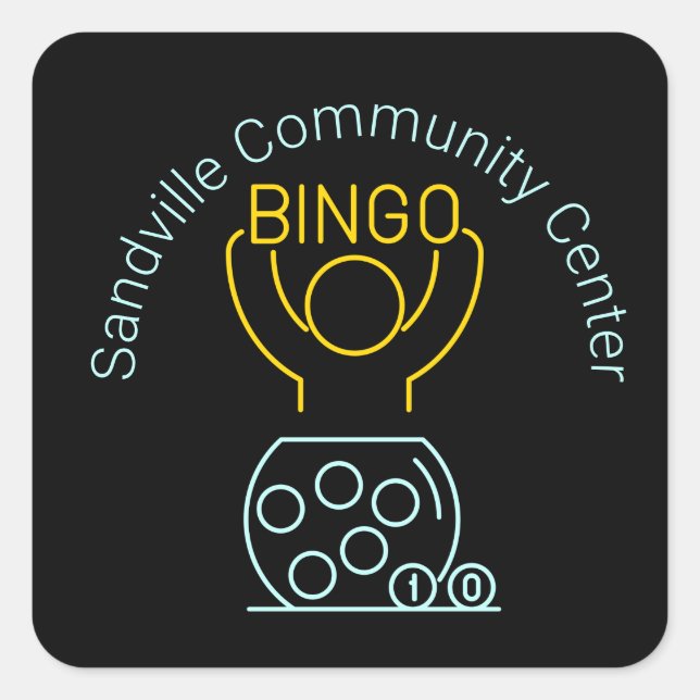 Sticker Carré Bingo Night Neon Line Art personnalisable (Devant)
