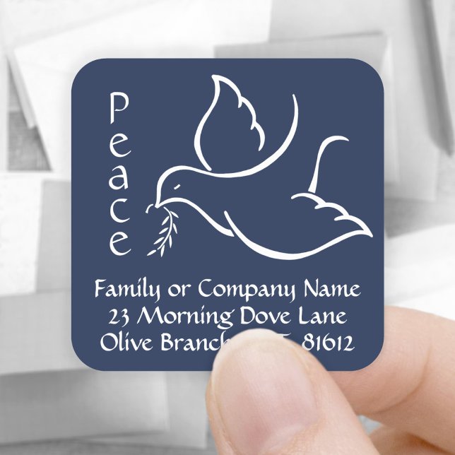 Sticker Carré Bird of Peace Dove Marine Blue Retourner l'adresse (Créateur téléchargé)