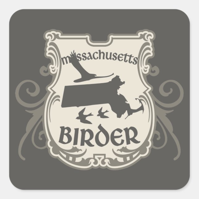 Sticker Carré Birder du Massachusetts (Devant)