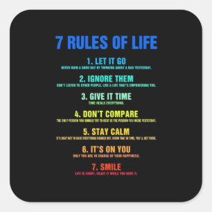 Sticker Carré Birthday Gift 7 Rules Of Life