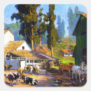 Sticker Carré Bischoff - La laiterie, peinture populaire