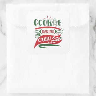 Sticker Carré biscuit de Noël à l'équipe de cuisson mot art