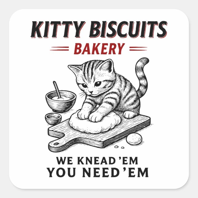 Sticker Carré Biscuits Kitty Boulangerie (Devant)