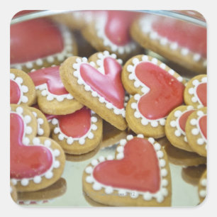 Sticker Carré biscuits sucrés valentine dans une boîte à biscuit