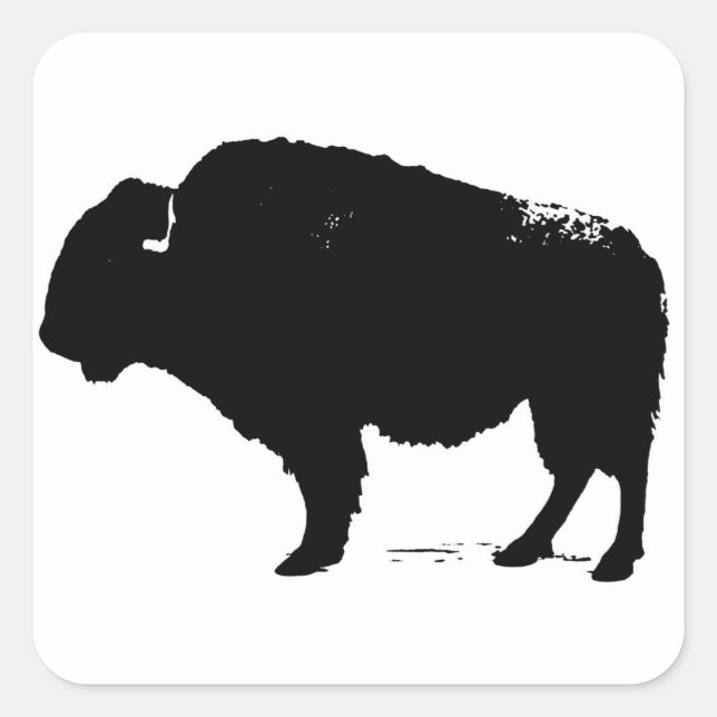Sticker Carré Bison de Buffalo Art noir et blanc (Devant)