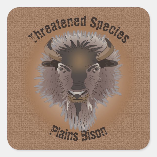 Sticker Carré Bison rustique des plaines de l'Ouest (Devant)
