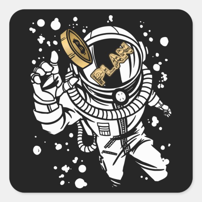 Sticker Carré Bitcoin С ryptodevise Plan B Astronaut (Devant)