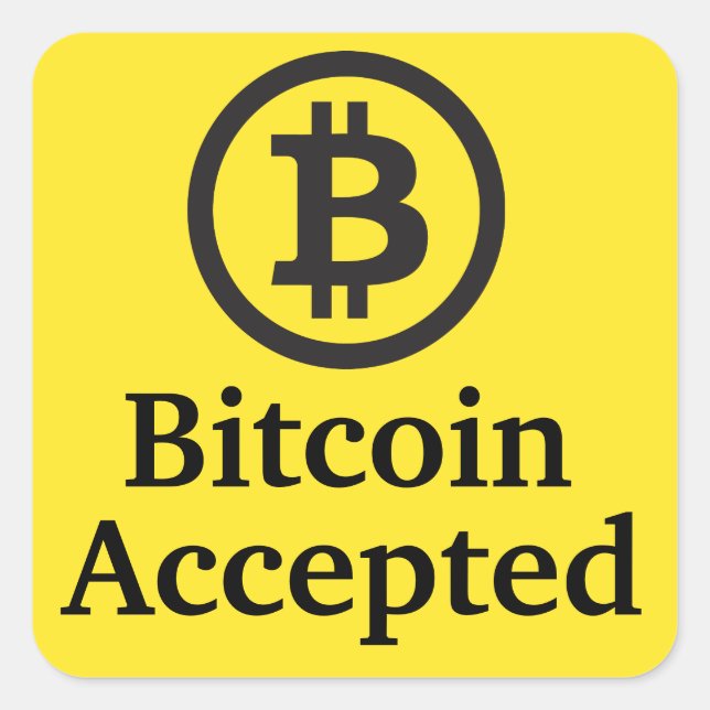 Sticker Carré Bitcoin a accepté des ensembles d'autocollant (Devant)