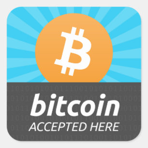 Sticker Carré "Bitcoin a accepté ici" l'autocollant
