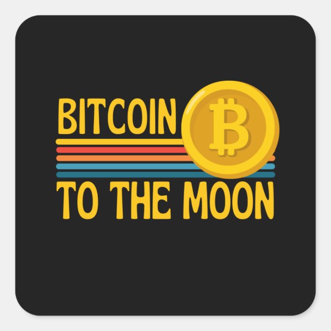 Sticker Carré Bitcoin À La Lune BTC Cryptomonnaie (Devant)