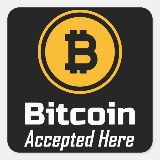 Sticker Carré Bitcoin accepté ici (Devant)
