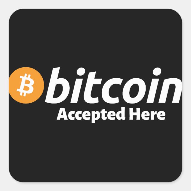 Sticker Carré Bitcoin accepté ici (Devant)