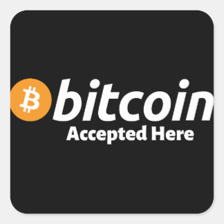 Sticker Carré Bitcoin accepté ici