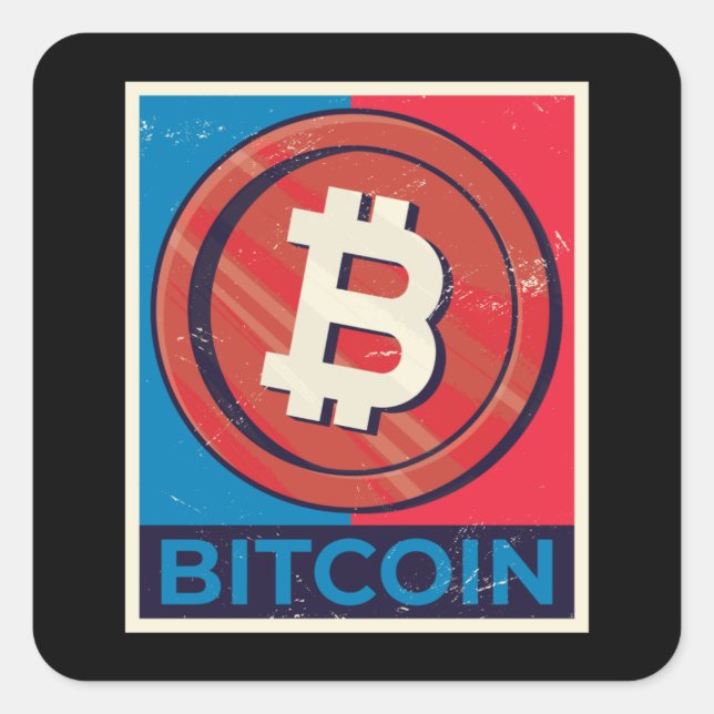 Sticker Carré Bitcoin crypto (Devant)
