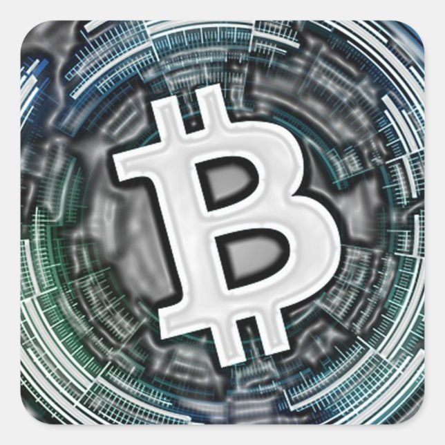 Sticker Carré BITCOIN Crypto Coin Logo BTC CryptoCurrency Trader (Devant)