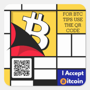 Sticker Carré Bitcoin élégant - Btc crypto