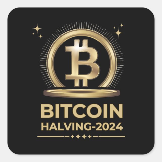 Sticker Carré BITCOIN HALVING 2024 Crypto Devise numérique (Devant)