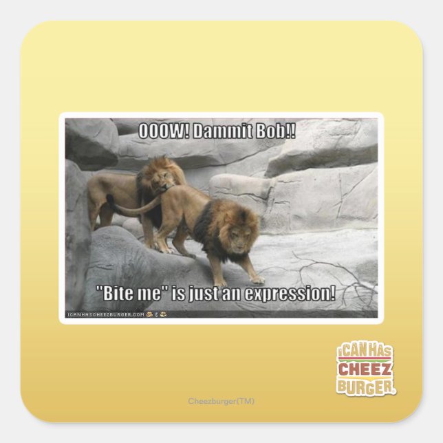 Sticker Carré Bite me n'est qu'une expression ! (Devant)