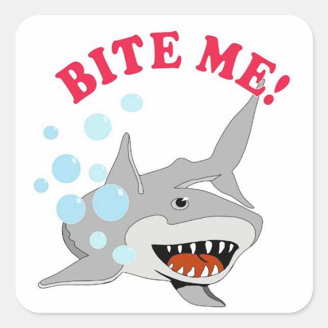 Sticker Carré Bite Me Shark (Devant)
