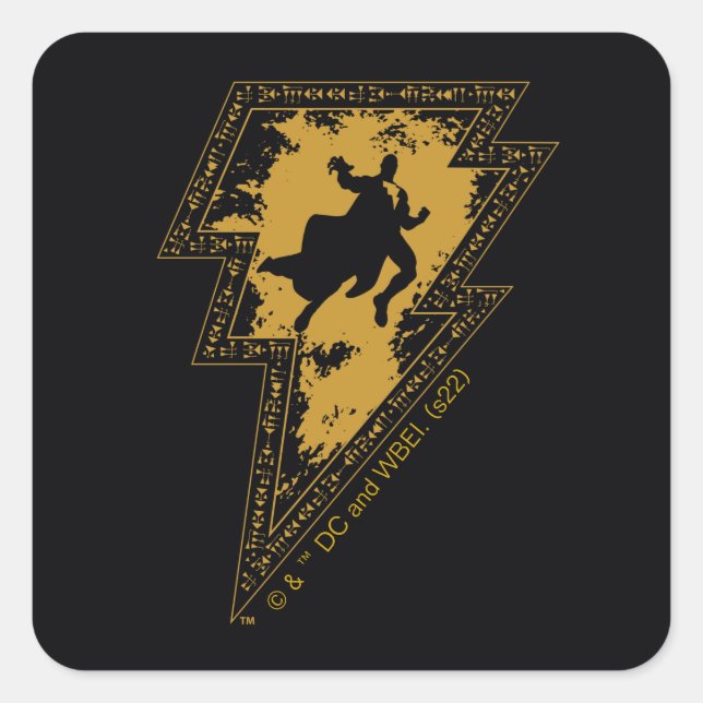 Sticker Carré Black Adam Distressed Lightning Bolt Graphic (Devant)
