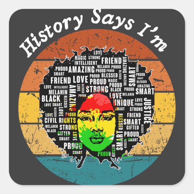 Sticker Carré Black Afro Woman (Devant)