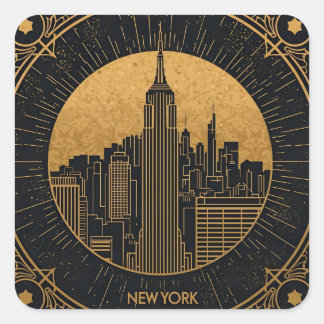 Sticker Carré Black and Gold Art Deco
