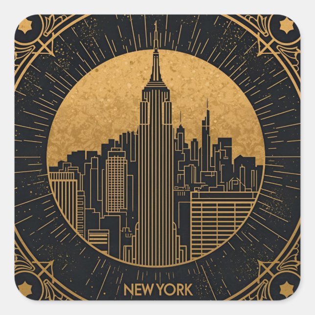 Sticker Carré Black and Gold Art Deco (Devant)