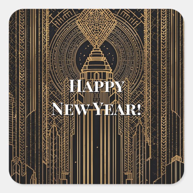 Sticker Carré Black and Gold Art Deco  (Devant)