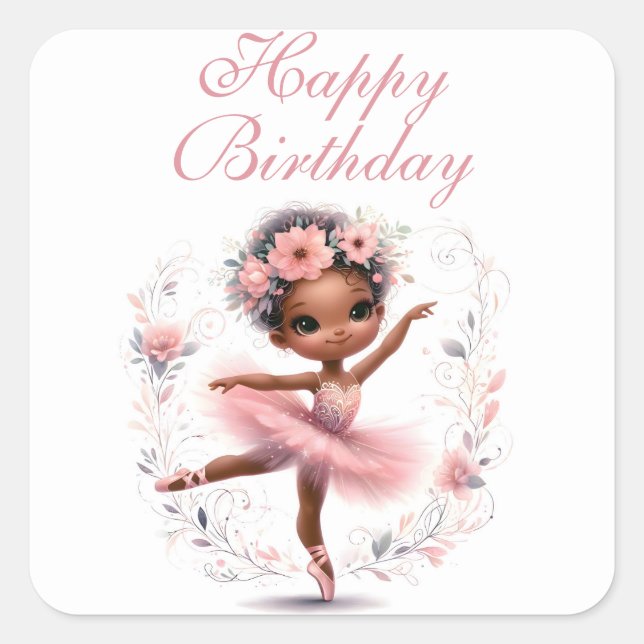 Sticker Carré Black Ballerina Joyeux anniversaire (Devant)