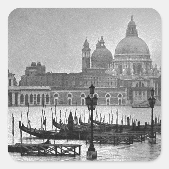 Sticker Carré Black Blanc Grand Canal Venise Italie Voyage (Devant)